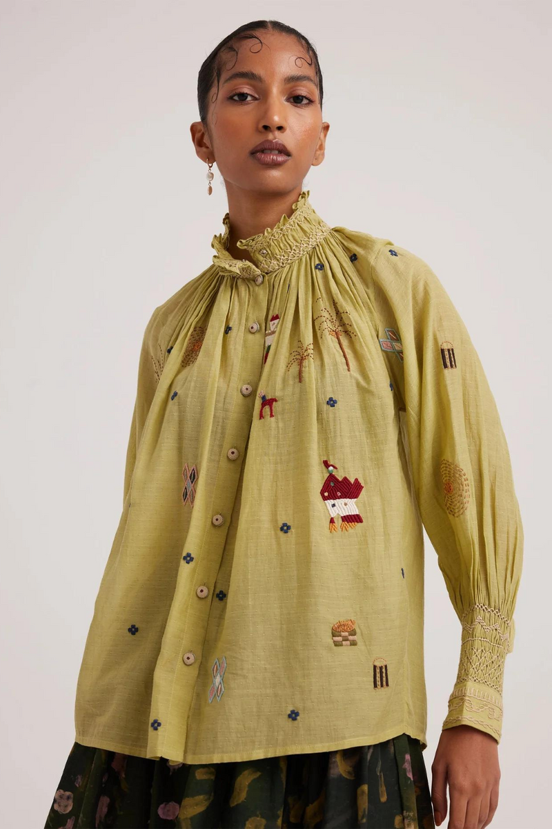 Farmer Top-Folk Green cotton by CORD for women Worldwide