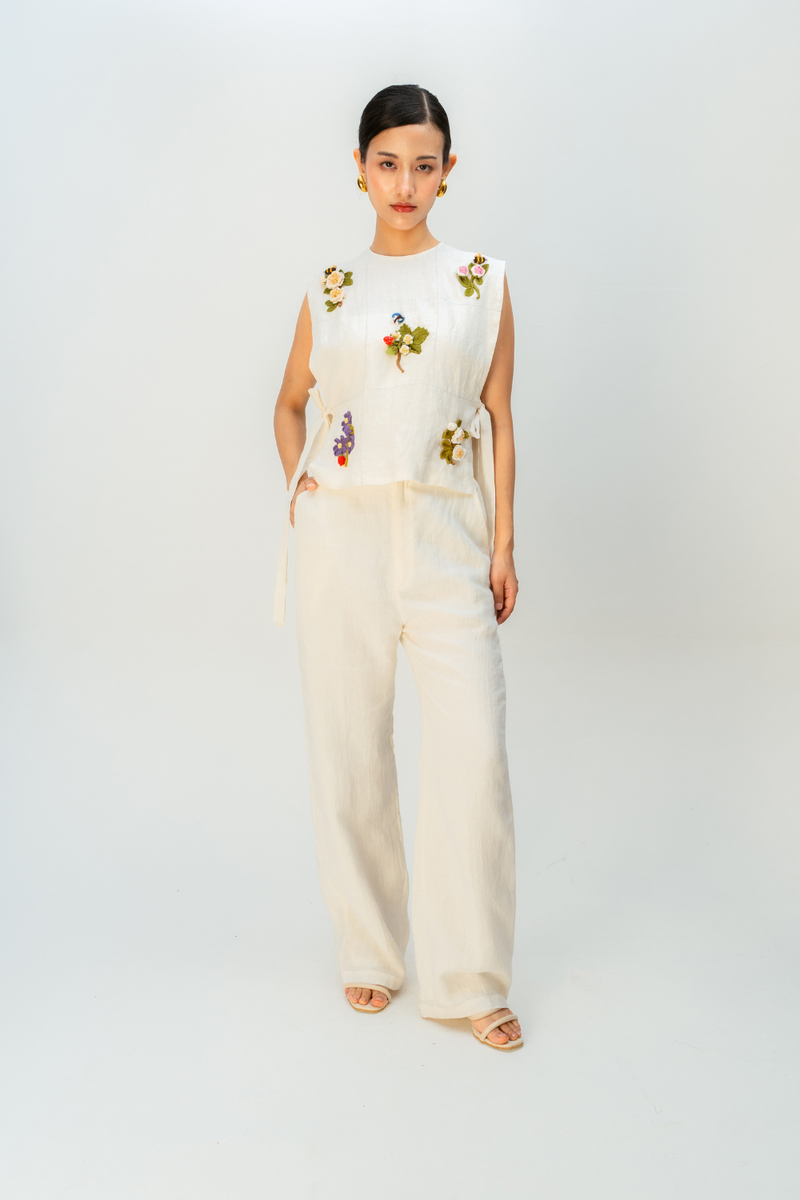 HONEY LANTERN BIB linen jacket/overlay by Ode to Odd in off white for women Worldwide