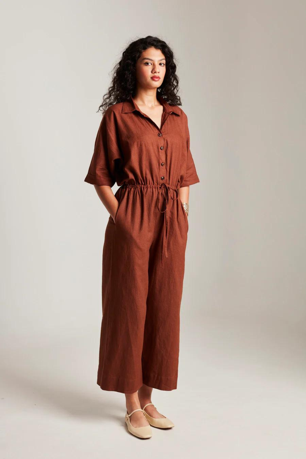 Mocha Co-Linen Boilersuit