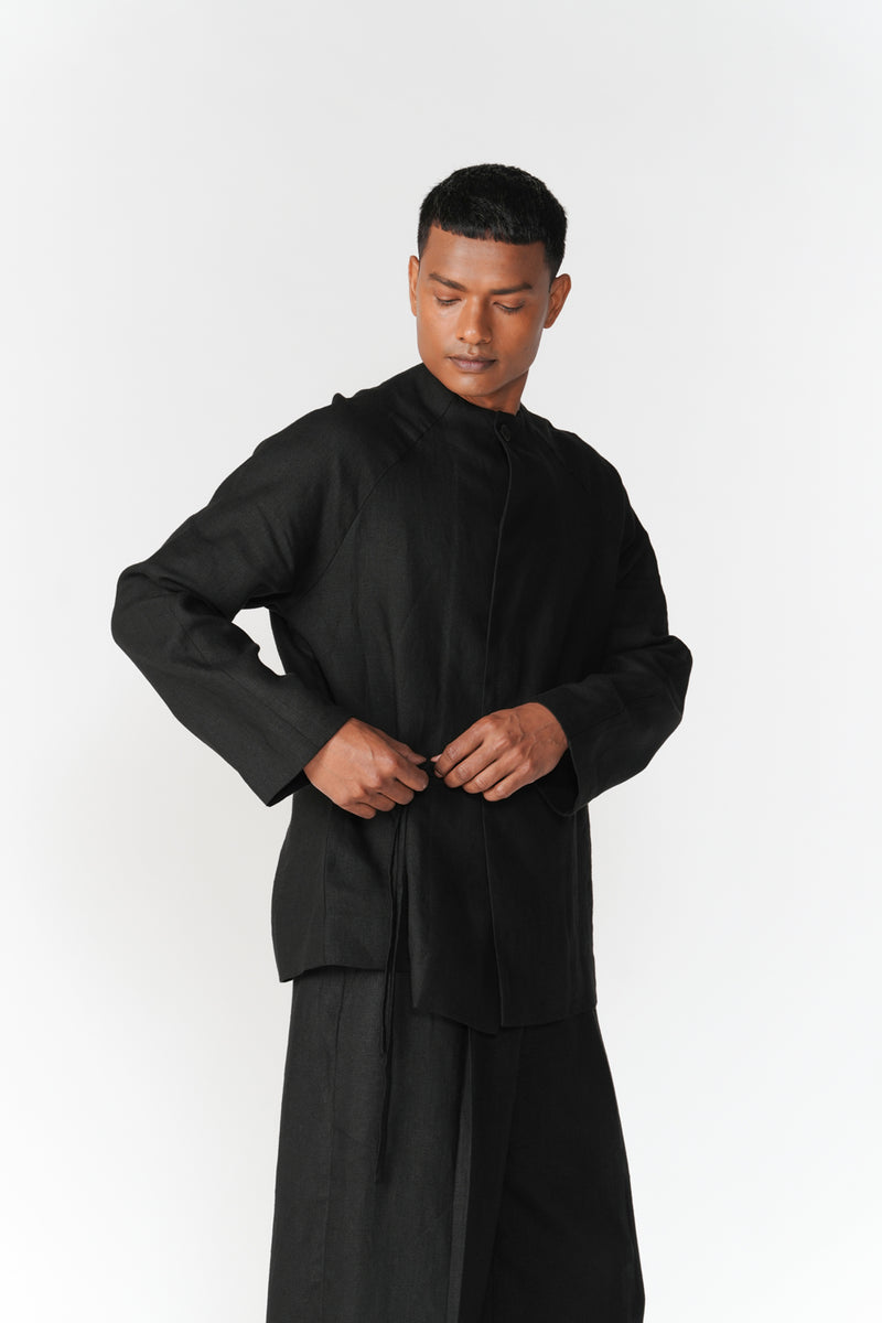 Overlapping Front Panel Jacket jacket/overlay by Turn Black in black for men Worldwide