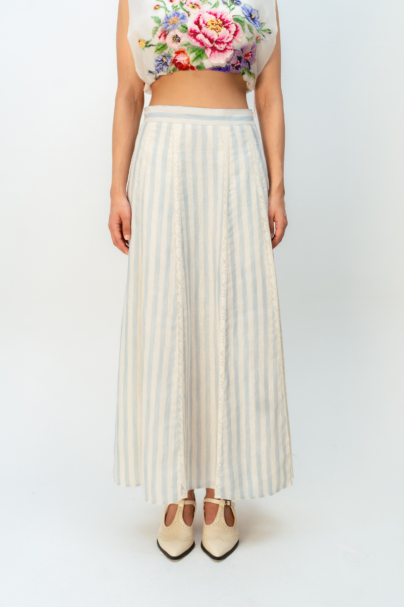MEADOW LINE SKIRT linen skirt by Ode to Odd in blue for women Worldwide