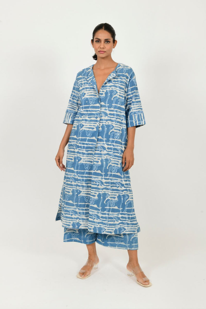 INDIGO SPLASH CO-RD SET cotton by Rias in blue color for women Worldwide