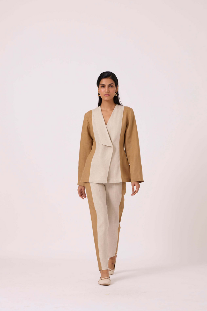 Dimtri Linen Panelled Set by The Summer House in beige color for women Worldwide