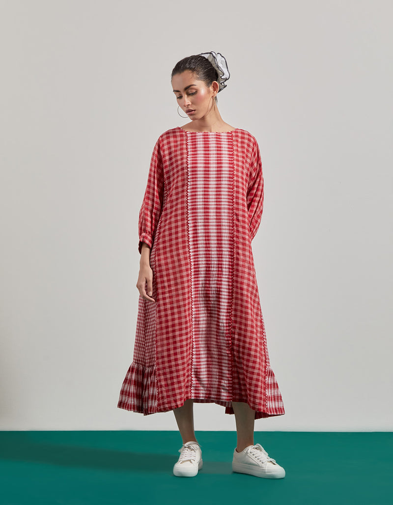 Elysian Red Dress gamcha dress by 145 East in red for women Worldwide