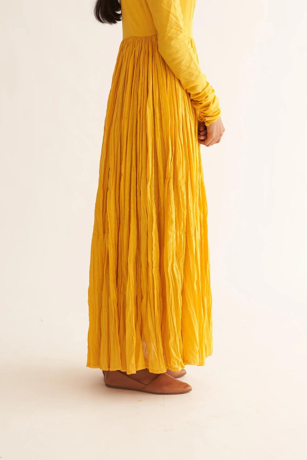 BRIGHT YELLOW GHOOMAR ANARKALI SET