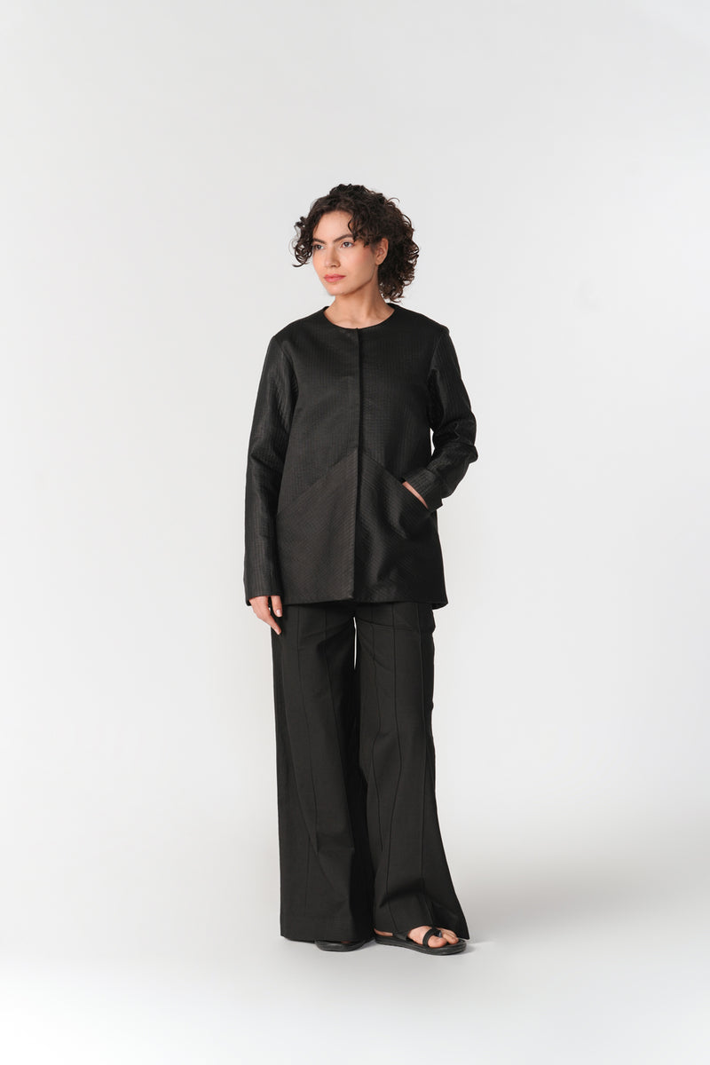 Round Neck Mashru Jacket jacket/overlay by Turn Black in black for women Worldwide