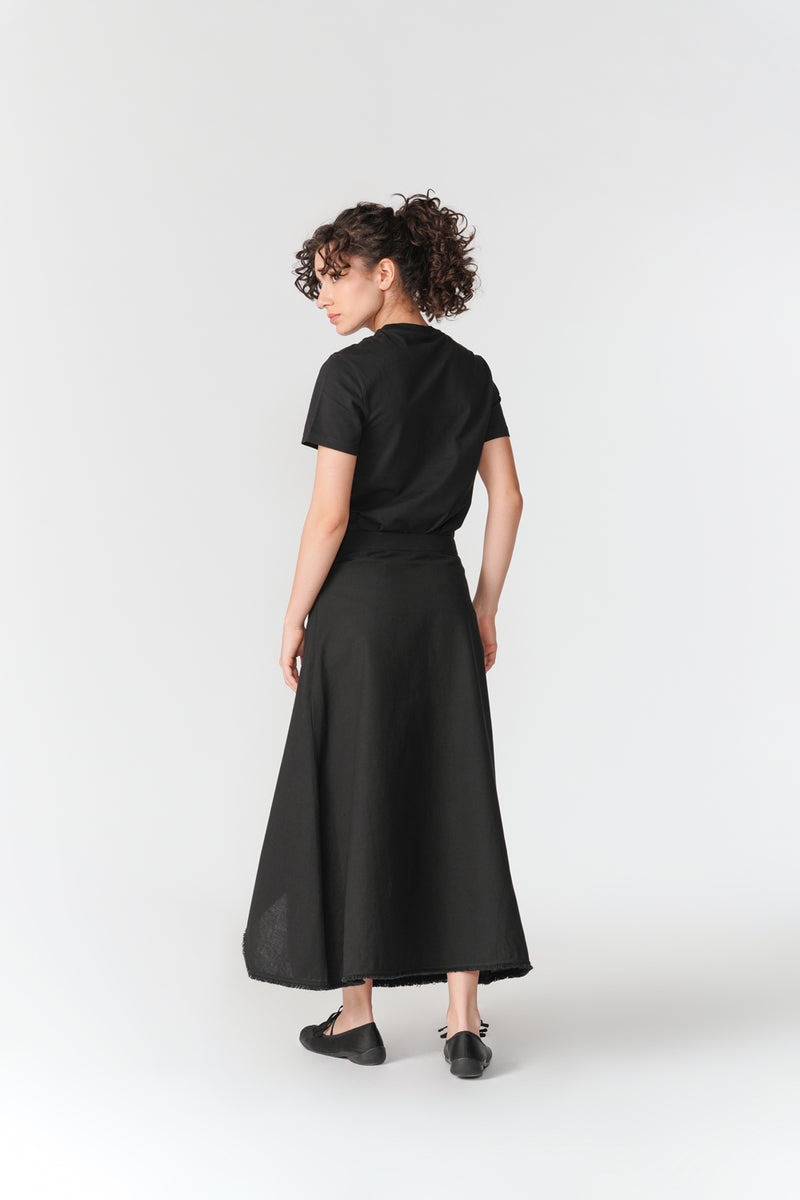 Frayed Edge Asymmetric Skirt skirt by Turn Black in black for women Worldwide
