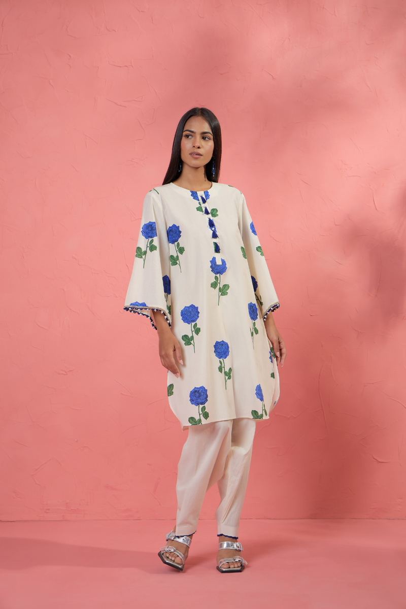 Fi Rose Set 4 cotton cambric light kurta set by AAVIDI in multicolor for women Worldwide