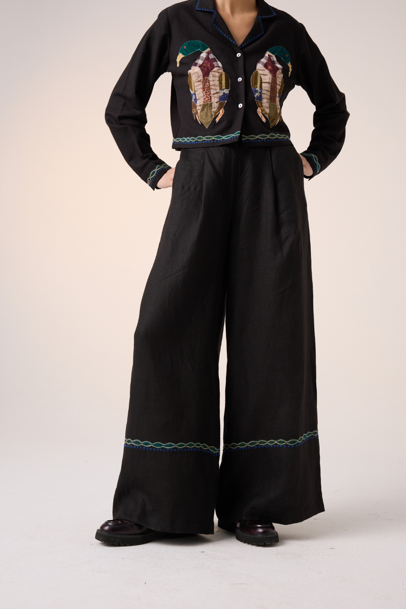 APPLIQUE PANTS -BLACK mul by CORD in multi for women Worldwide