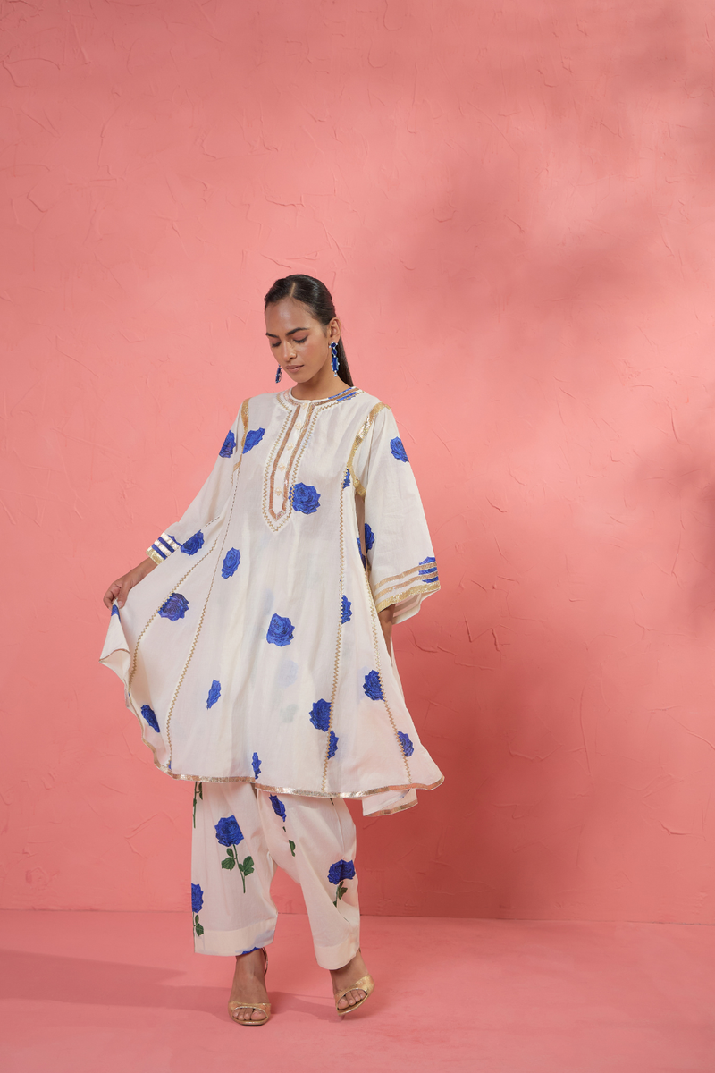 Fi Rose Gota Set cotton cambric light kurta set by AAVIDI in multicolor for women Worldwide