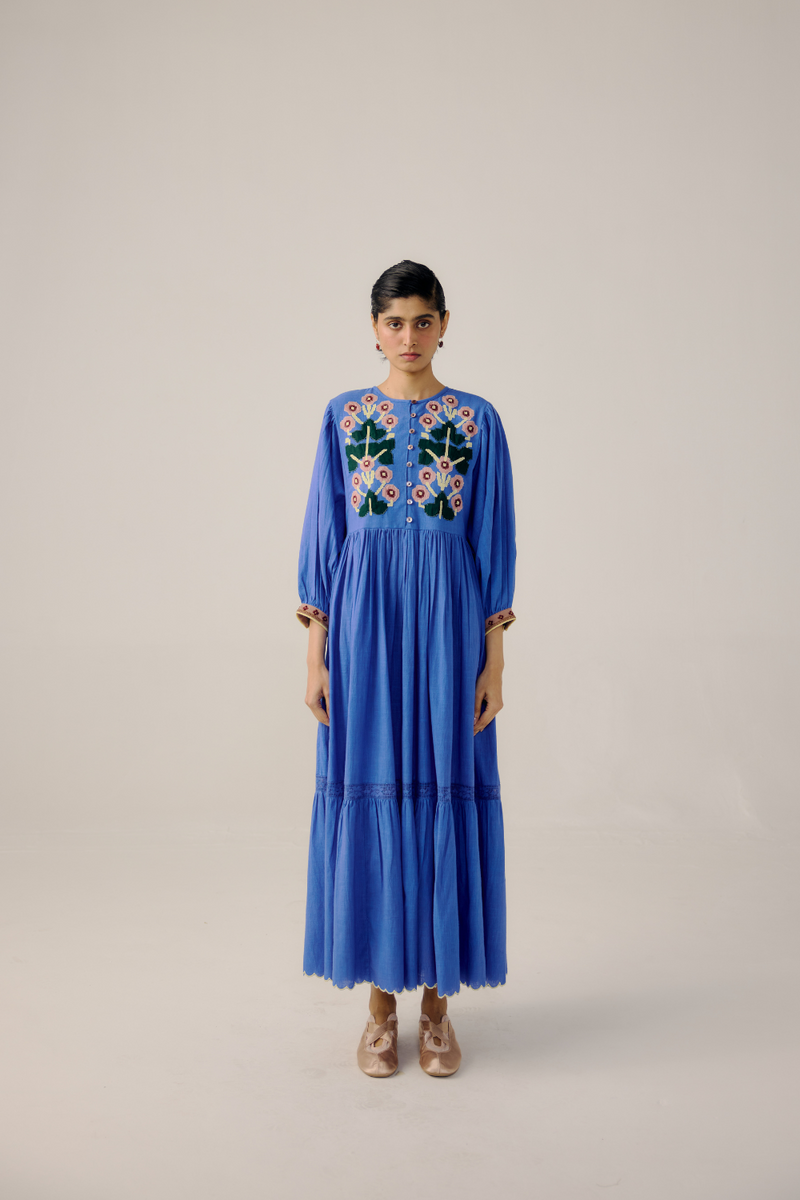 Peasant Dress - Electric Blue by CORD in blue for women Worldwide