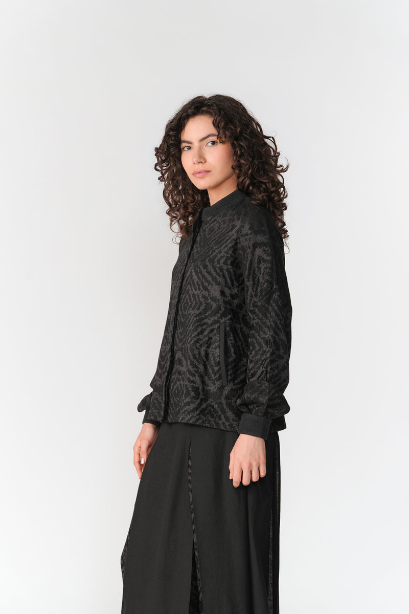 Jacquard Chenille Short Jacket jacket/overlay by Turn Black in black for women Worldwide