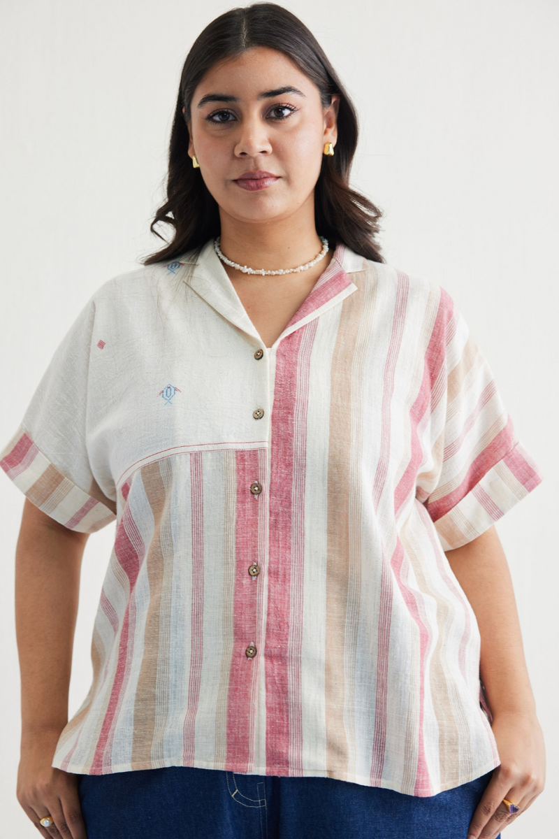 The Reef Shore Handwoven Kala Cotton Shirt cotton by SUI in white color for women Worldwide