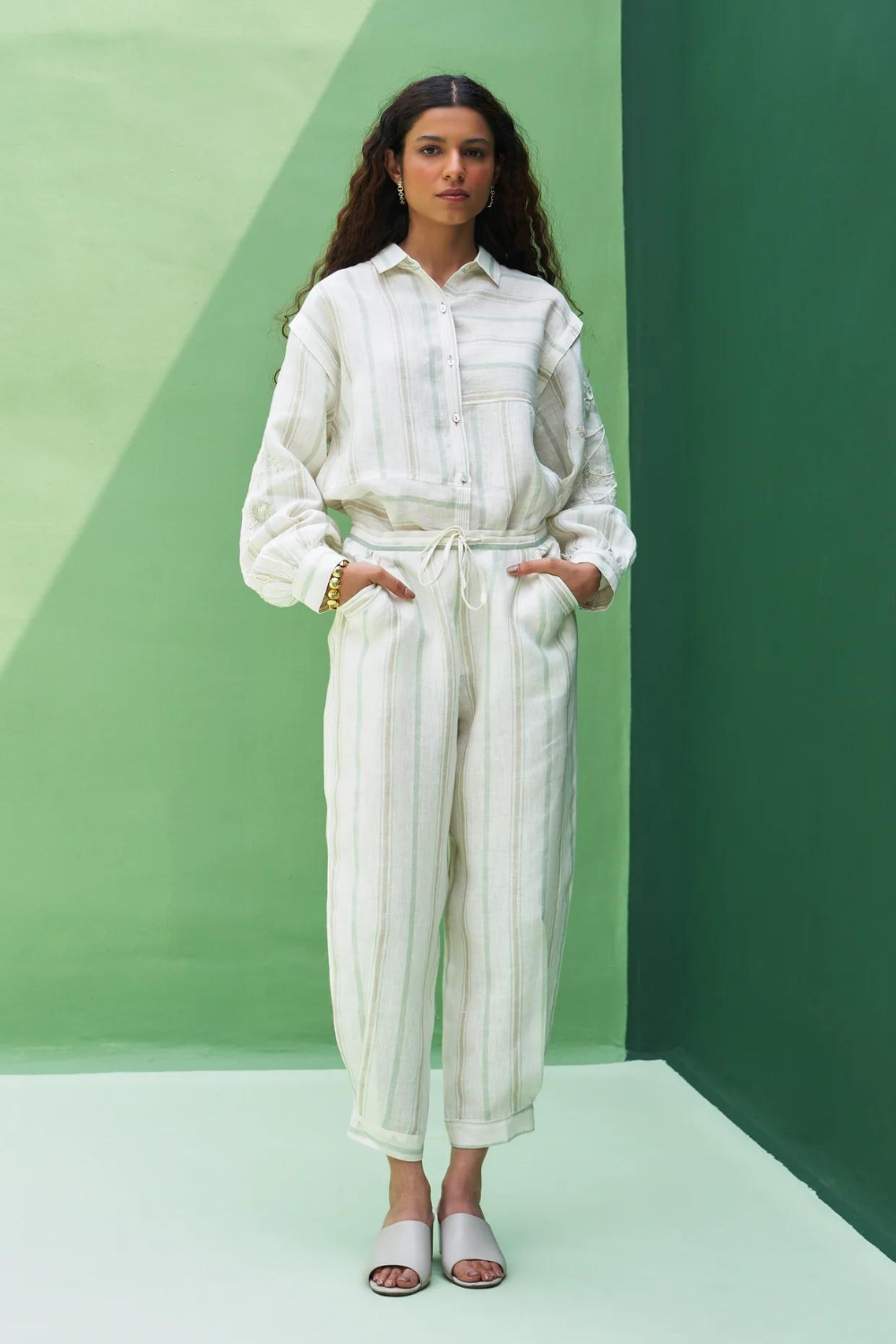 Iona Striped Linen Pant
- Mint