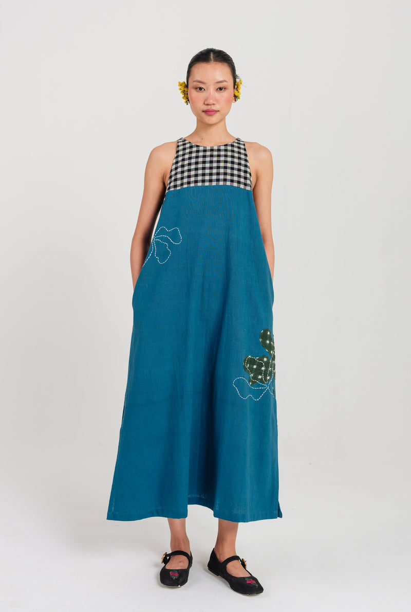Ether Handloom Dress kala cotton dress by JodiLife in blue for women Worldwide