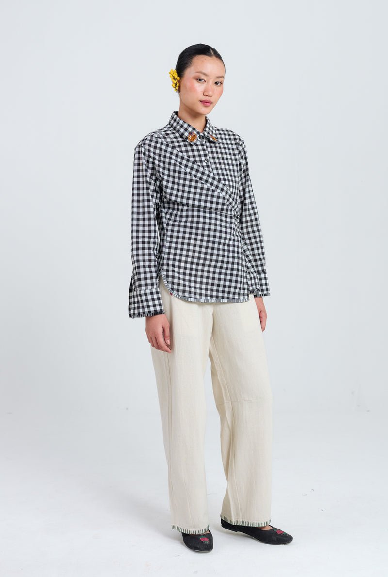 Groove Handloom Wrap Shirt handwoven cotton top/shirt by JodiLife in black, white for women Worldwide