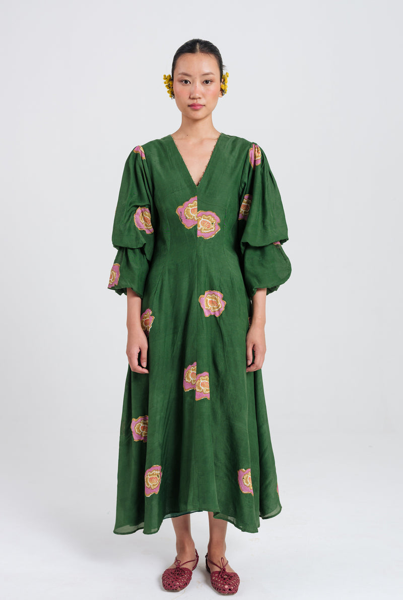 Flow Dress muslin silk dress by JodiLife in green for women Worldwide