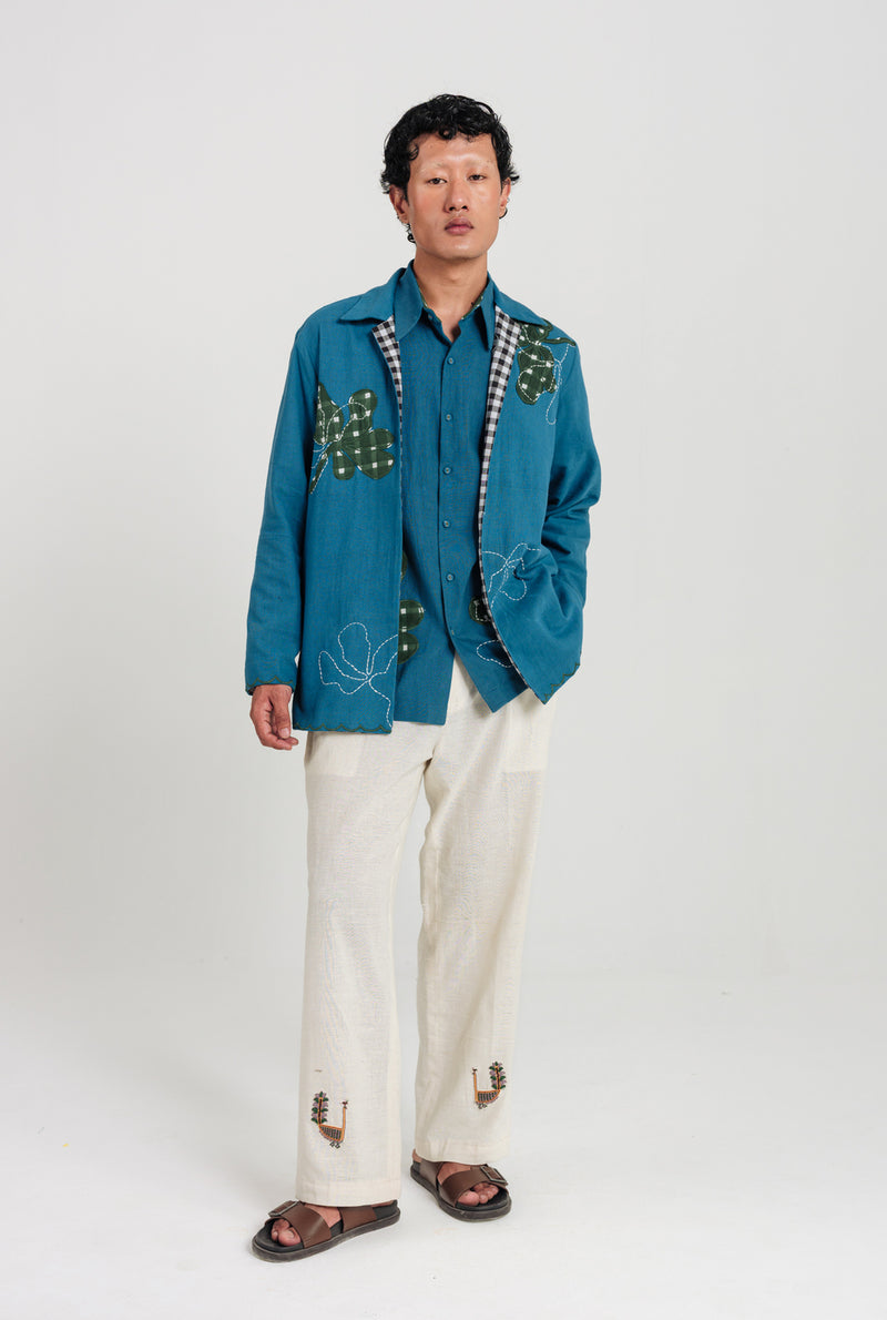 Ether Handloom Men Jacket kala cotton jacket by Jodi Men in blue for men Worldwide