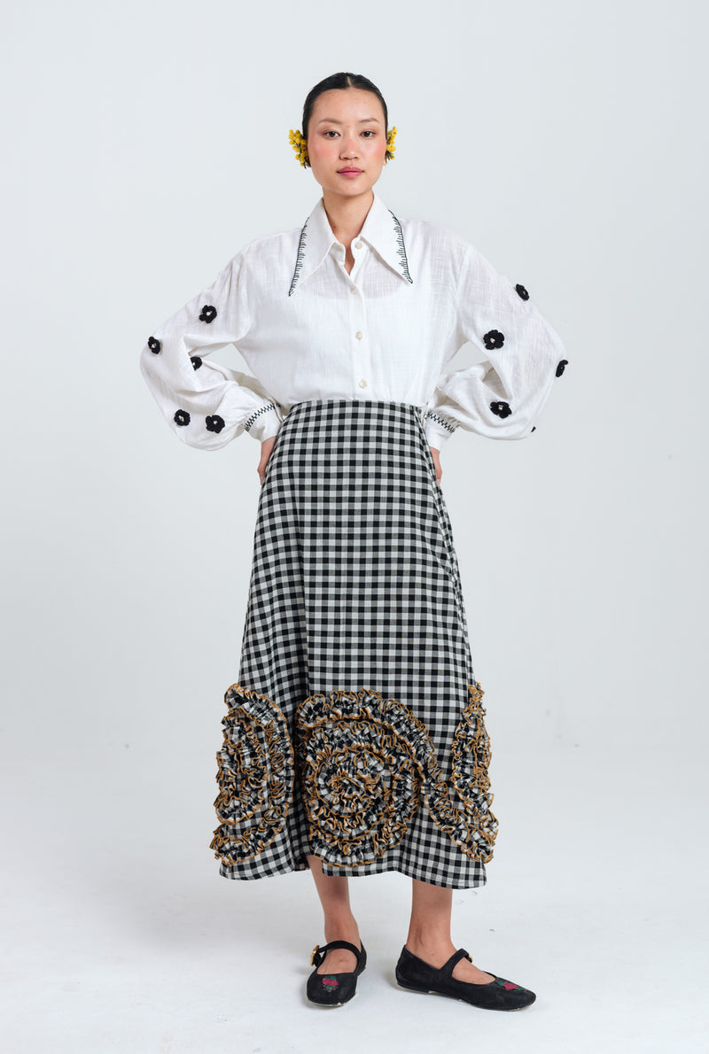 Groove Handloom Skirt handwoven cotton skirt by JodiLife in black, white for women Worldwide