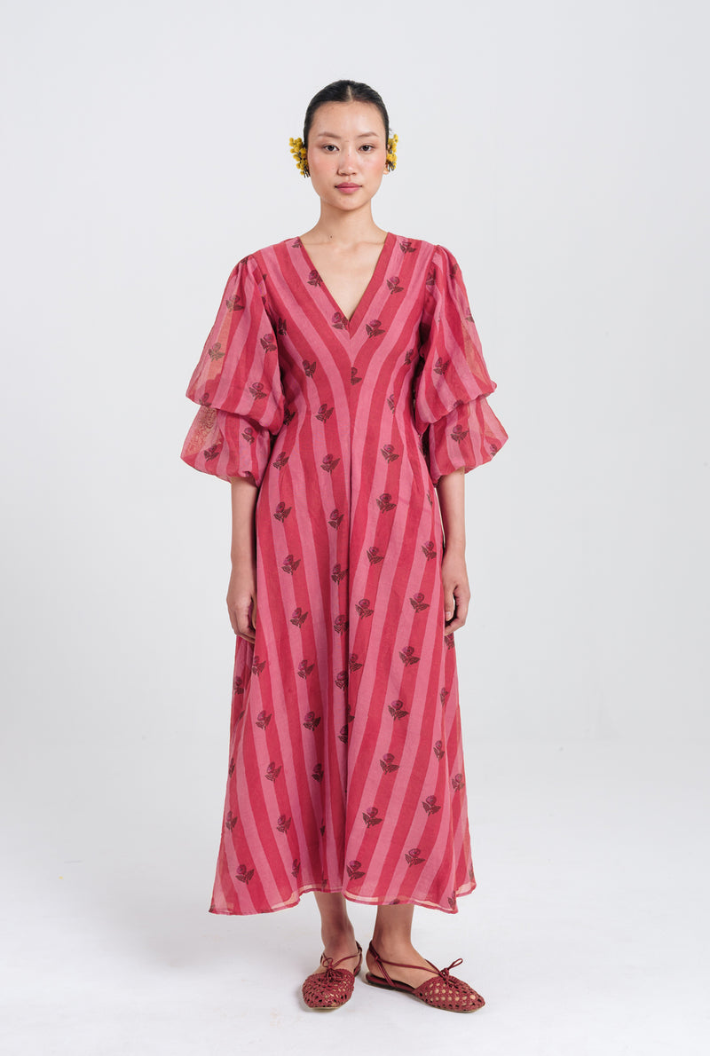 Spring Dress mul chanderi dress by JodiLife in red, pink for women Worldwide