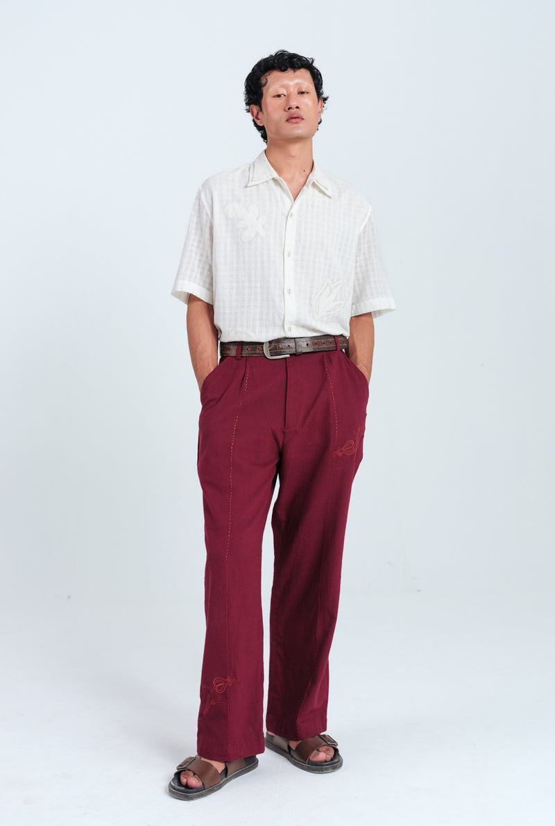 Kuhu Handloom Trouser kala cotton pant/trouser by Jodi Men in red for men Worldwide