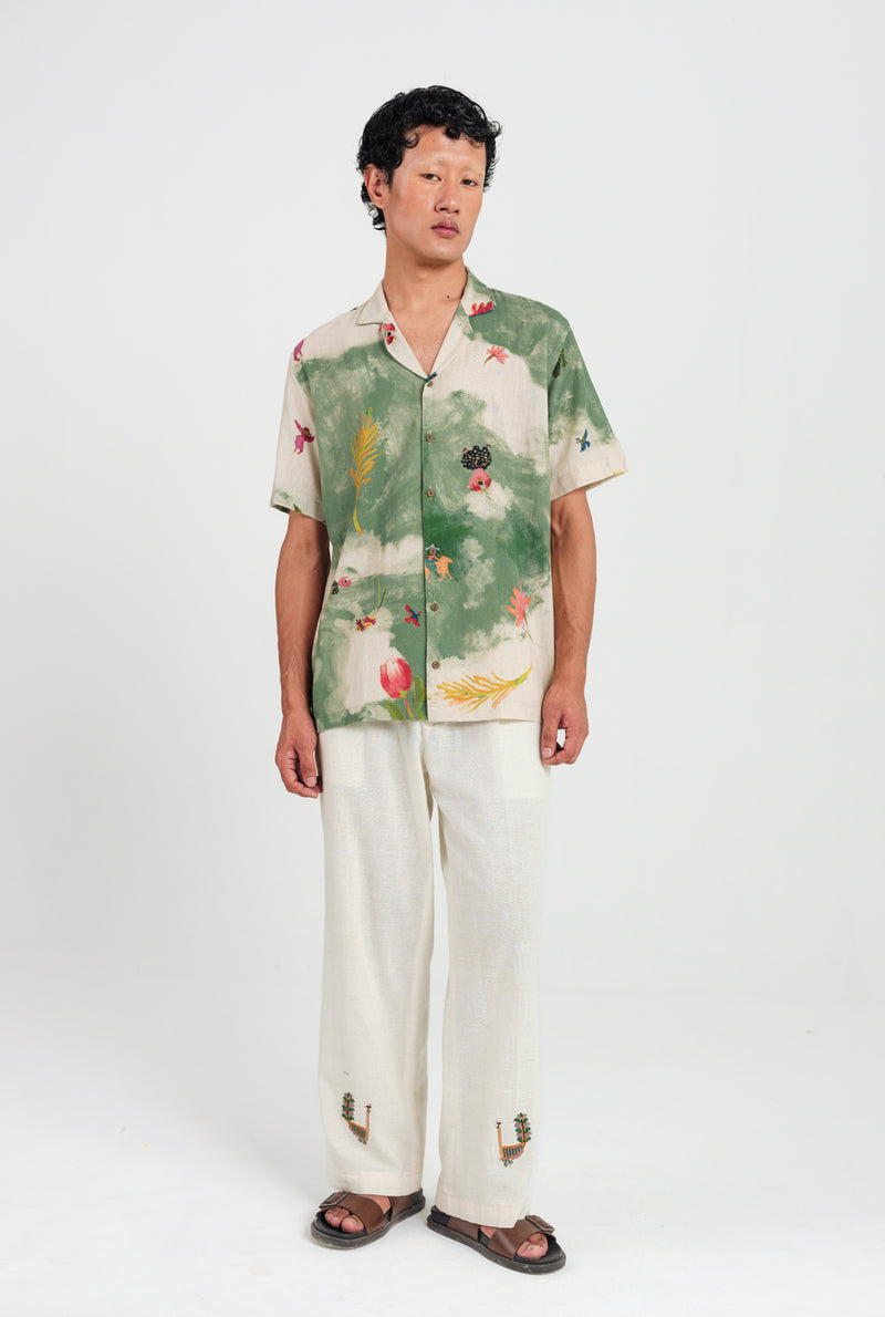 Sway Men Shirt cotton shirt by Jodi Men in offwhite, green for men Worldwide