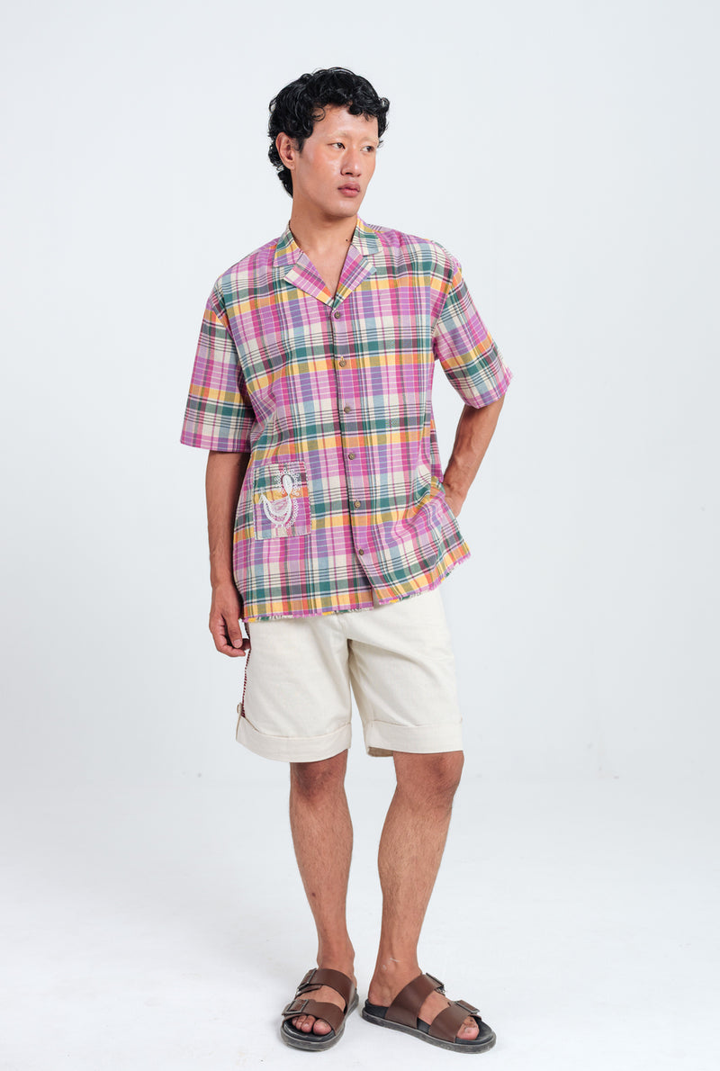 Sherbet Shirt cotton shirt by Jodi Men in pink, green, multi-colour for men Worldwide