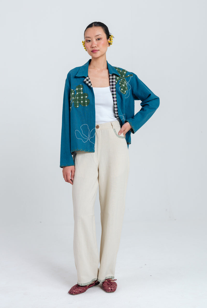 Ether Handloom Jacket kala cotton jacket/overlay by JodiLife in blue for women Worldwide