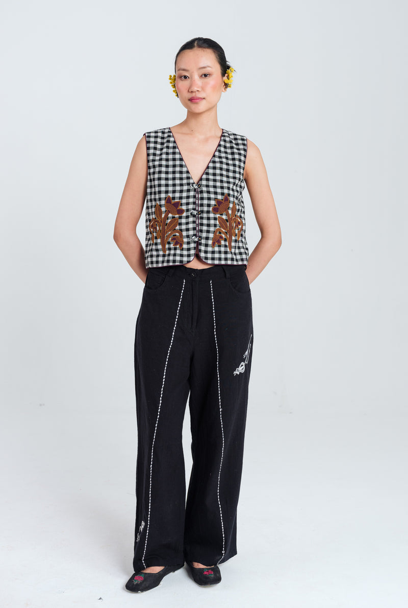 Groove Handloom Waistcoat handwoven cotton jacket/overlay by JodiLife in black, white for women Worldwide