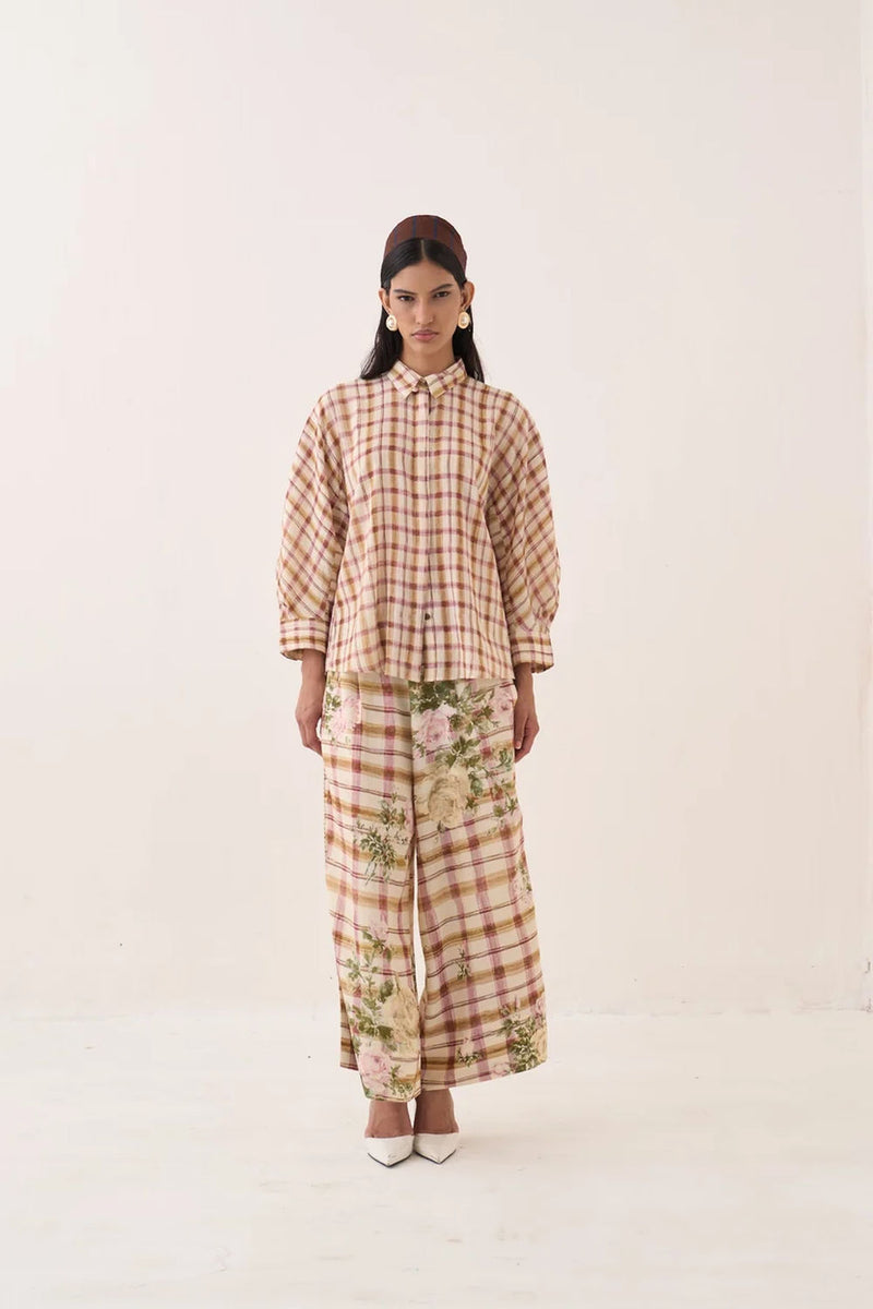 Jaali Bubble Shirt cotton slub top/shirt by O'Frida in ivory for women Worldwide