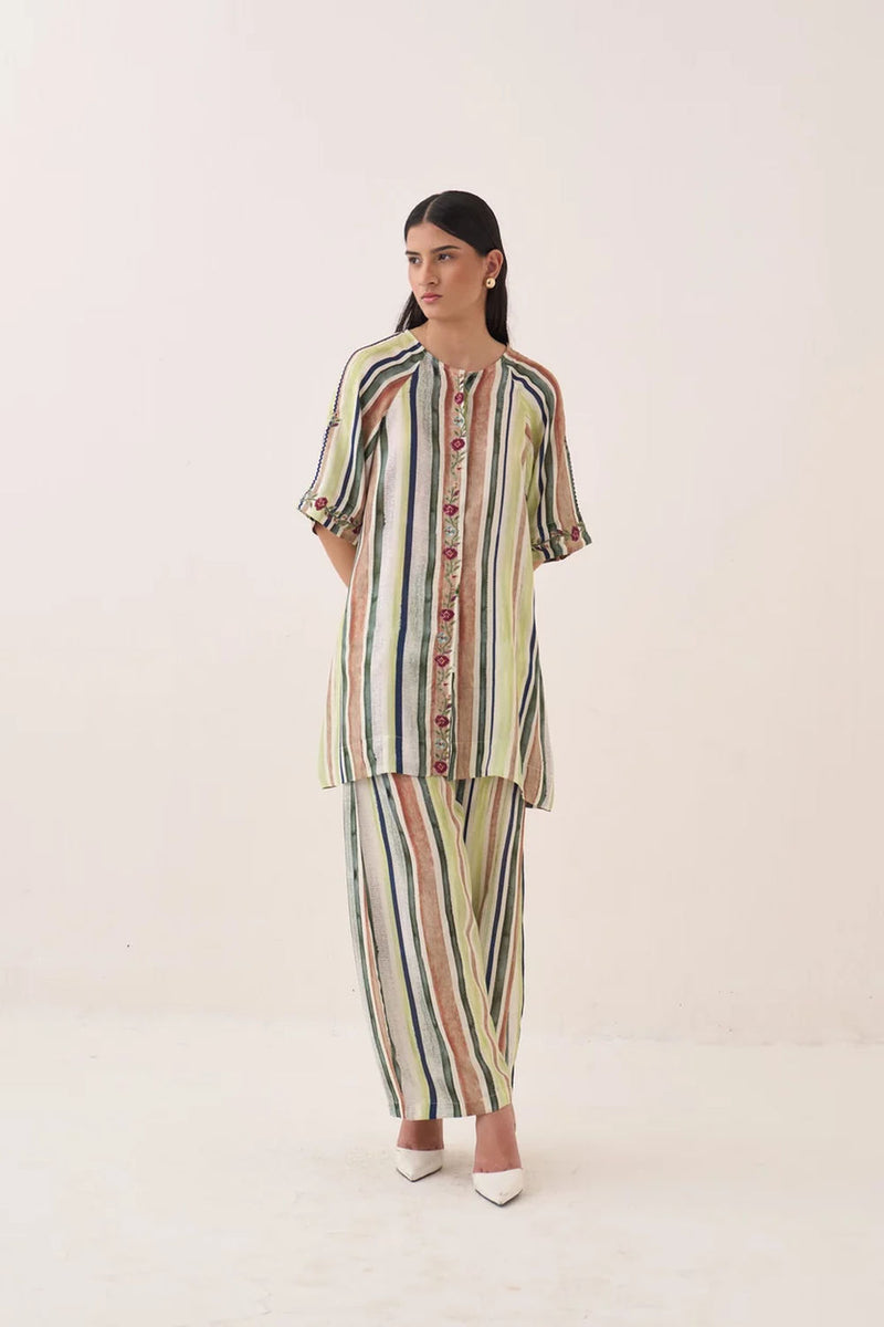 Rekha STFT Pants bemberg muslin pant/trouser by O'Frida in green for women Worldwide