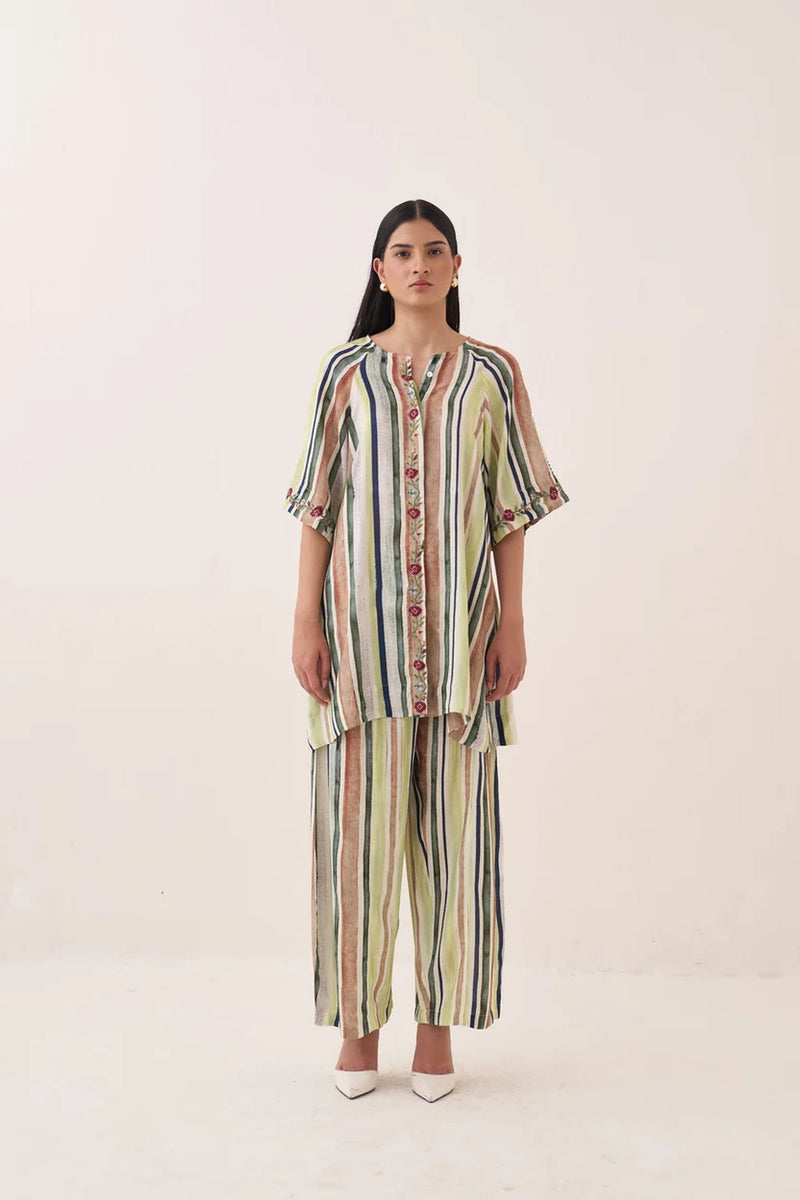 Rekha STFT Pants bemberg muslin pant/trouser by O'Frida in green for women Worldwide