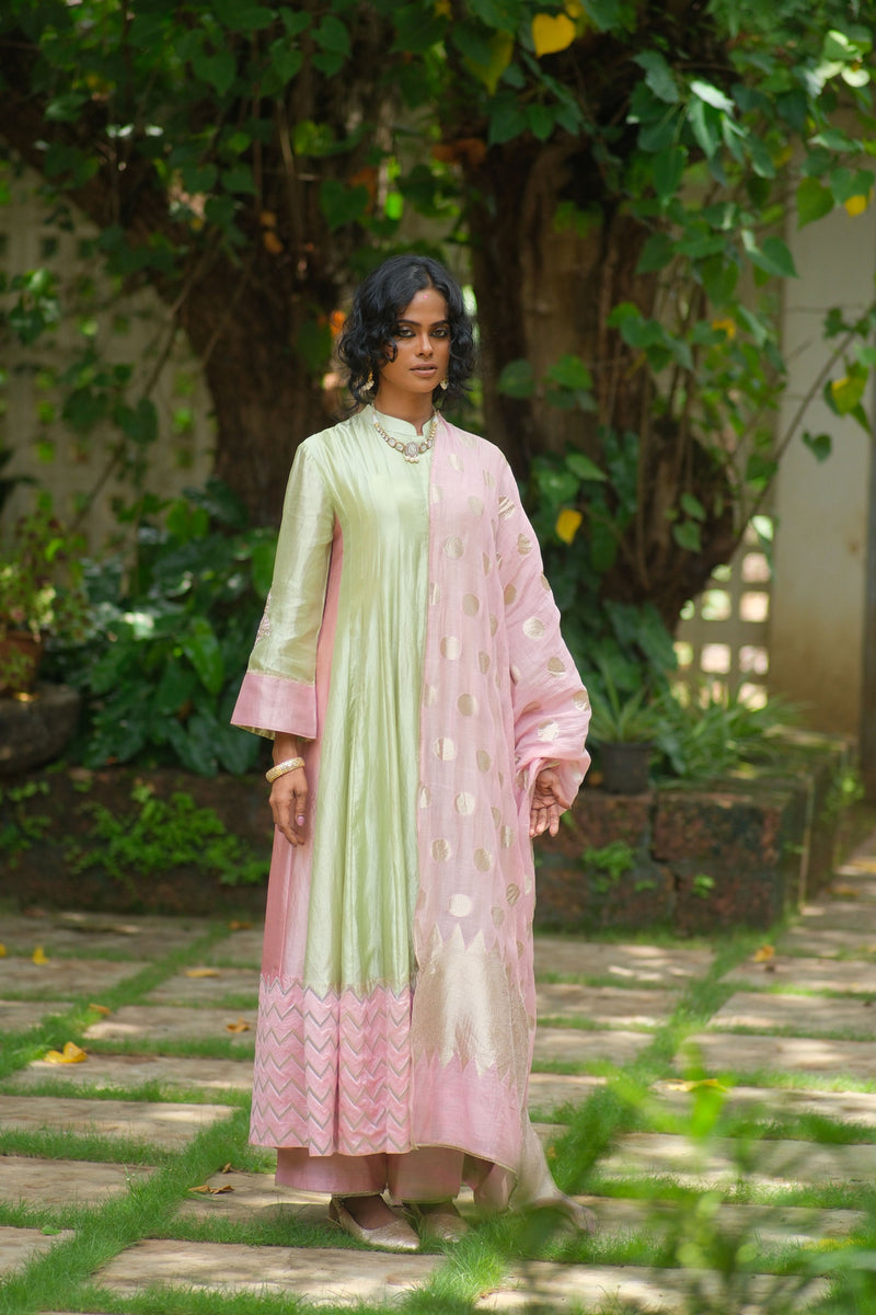 Tarang Kurta Set chanderi silk kurta/kurta set by Myoho in sky for women Worldwide