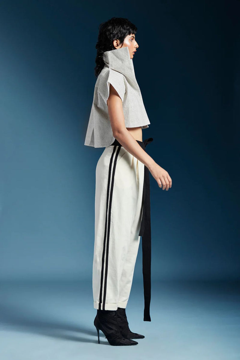 Odete Trousers-White cotton by Chola in white color for women Worldwide