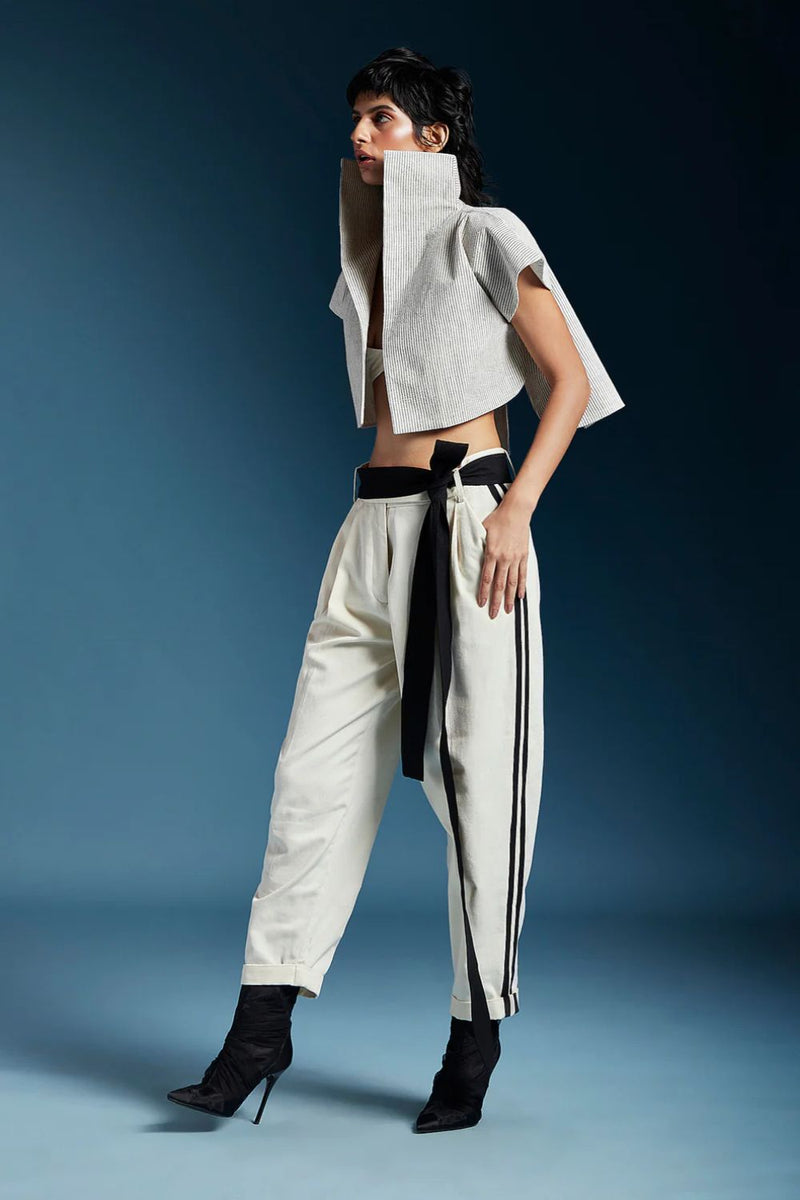 Odete Trousers-White cotton by Chola in white color for women Worldwide