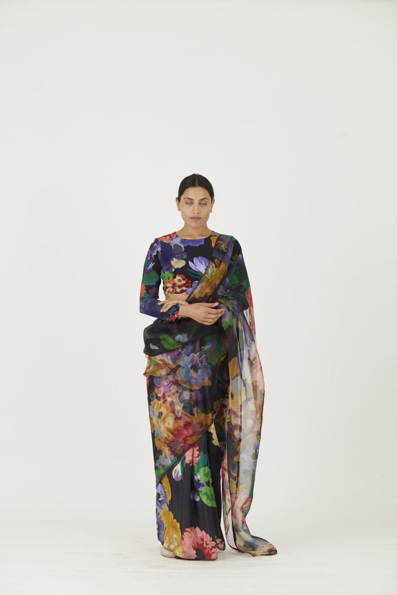 FARAH BLACK SAREE Sarees by Yam in black color for women Worldwide