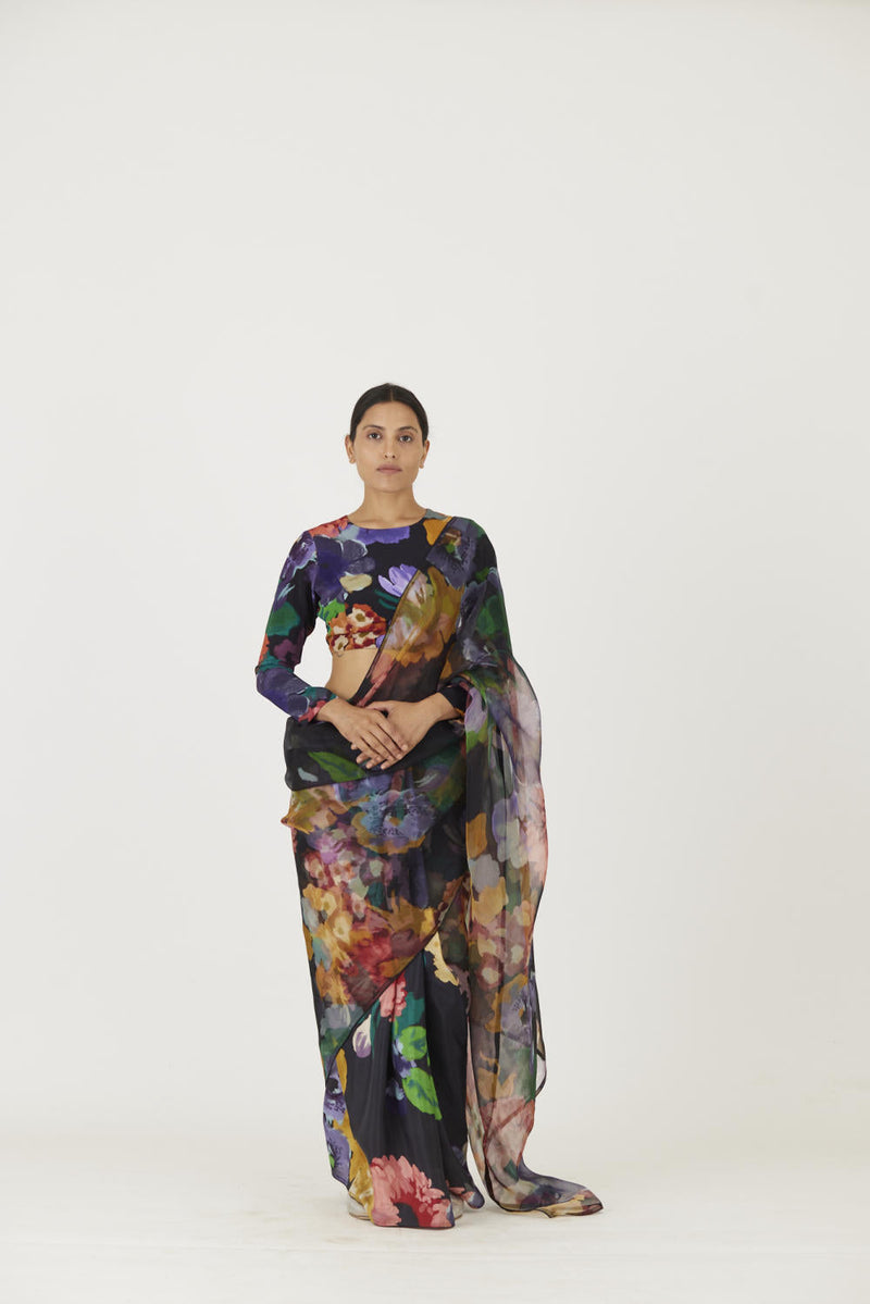 FARAH BLACK SAREE Sarees by Yam in black color for women Worldwide