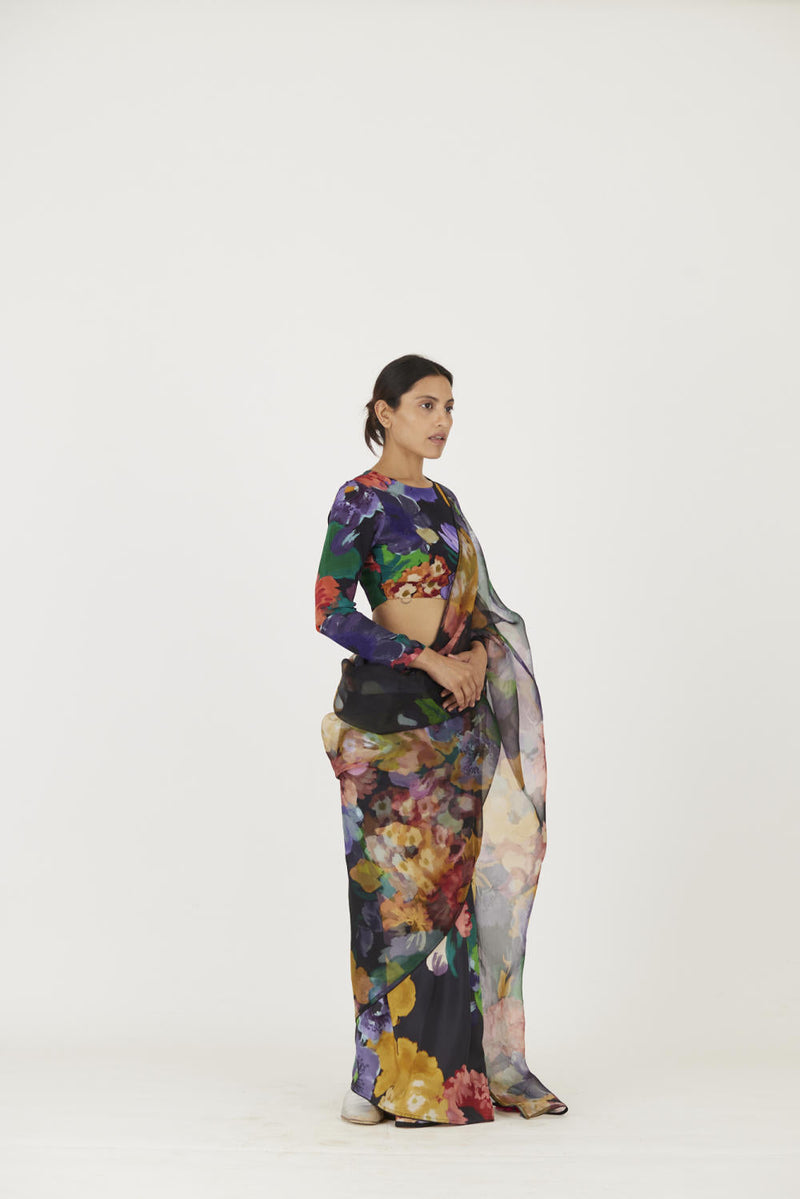 FARAH BLACK SAREE Sarees by Yam in black color for women Worldwide