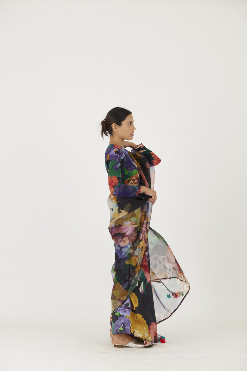 FARAH BLACK SAREE Sarees by Yam in black color for women Worldwide
