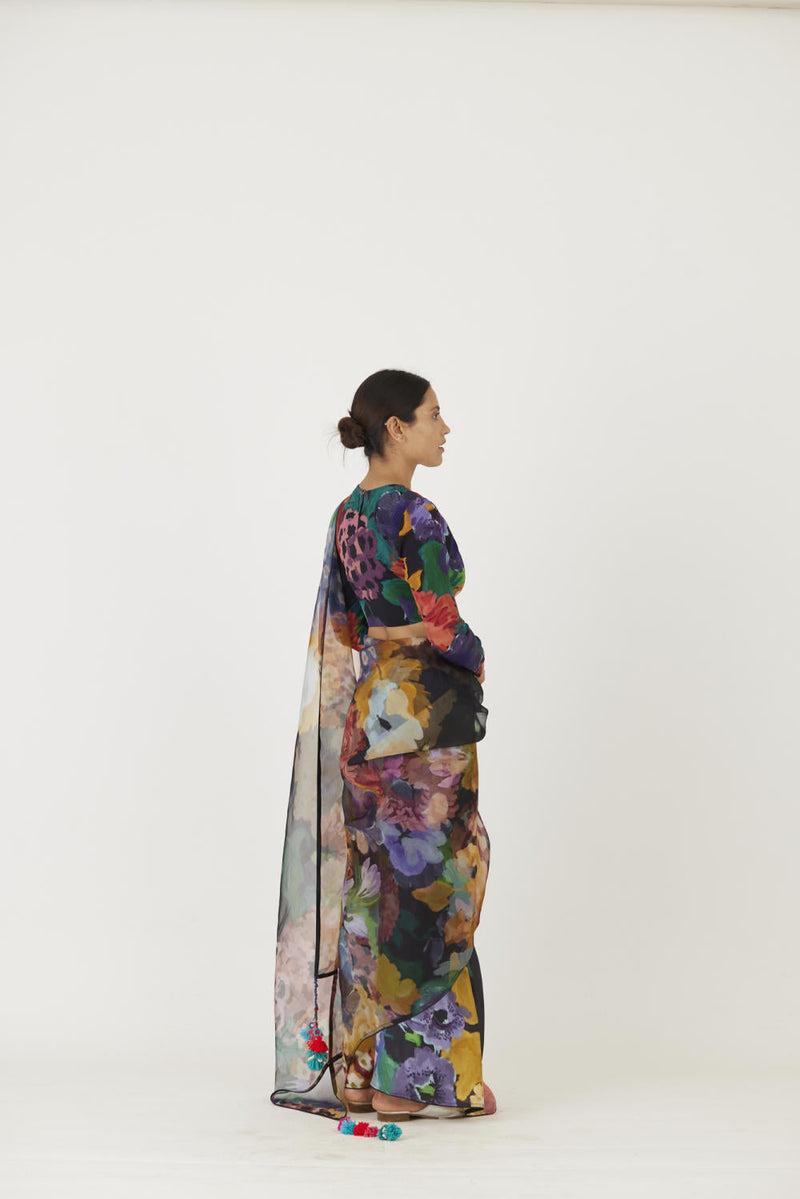 FARAH BLACK SAREE Sarees by Yam in black color for women Worldwide
