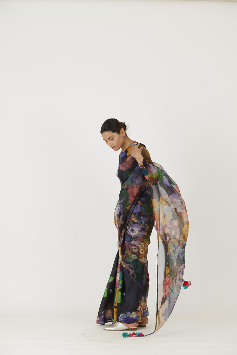 FARAH BLACK SAREE Sarees by Yam in black color for women Worldwide