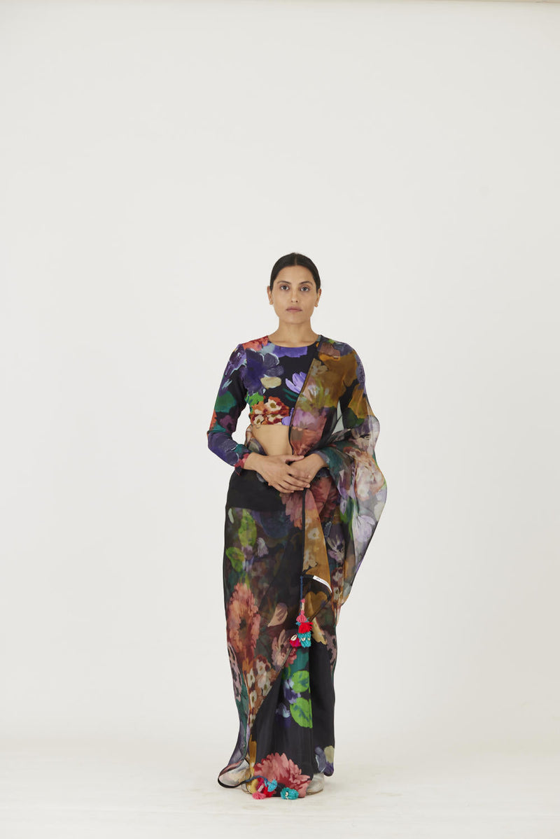 FARAH BLACK SAREE Sarees by Yam in black color for women Worldwide
