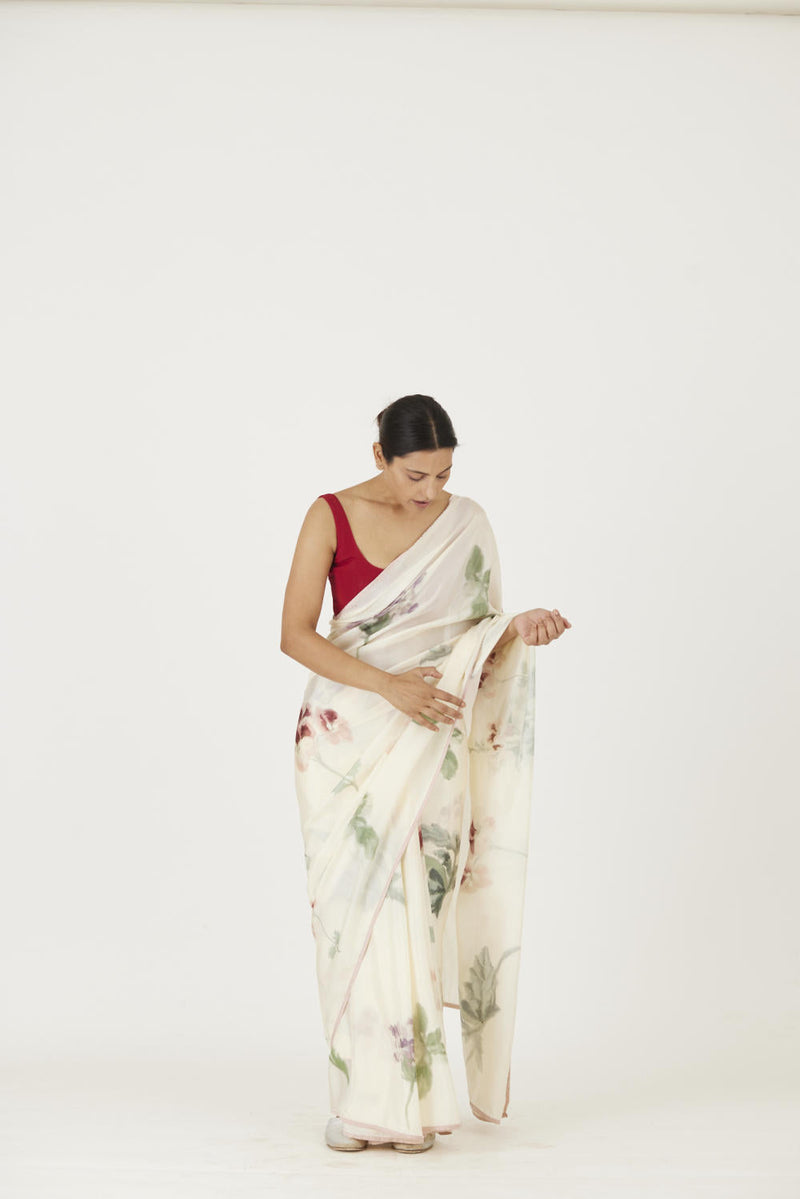 JULIET WHITE SAREE Sarees by Yam in white color for women Worldwide