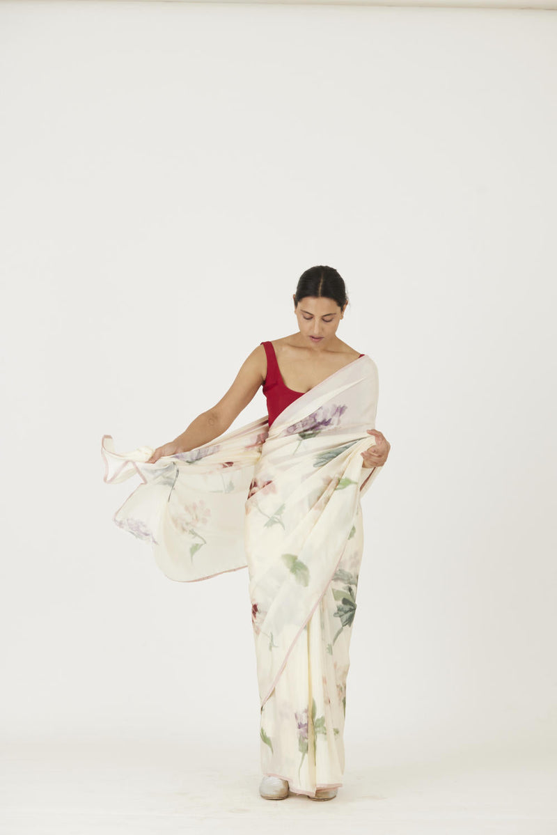 JULIET WHITE SAREE Sarees by Yam in white color for women Worldwide