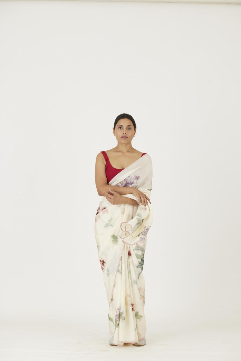 JULIET WHITE SAREE Sarees by Yam in white color for women Worldwide