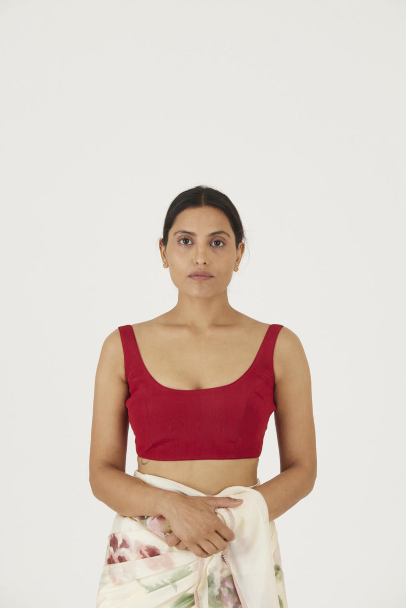 JULIET WHITE RED SOLID BLOUSE Blouses by Yam for women Worldwide