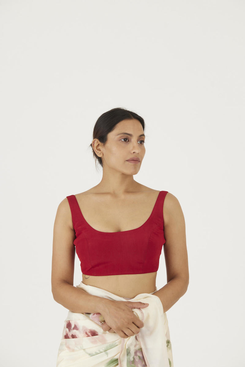 JULIET WHITE RED SOLID BLOUSE Blouses by Yam for women Worldwide