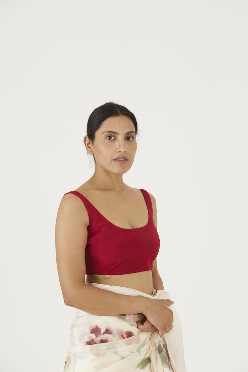 JULIET WHITE RED SOLID BLOUSE Blouses by Yam for women Worldwide