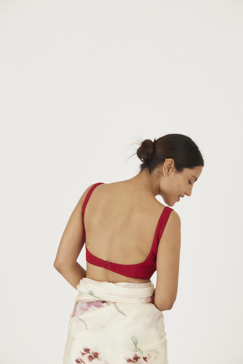 JULIET WHITE RED SOLID BLOUSE Blouses by Yam for women Worldwide