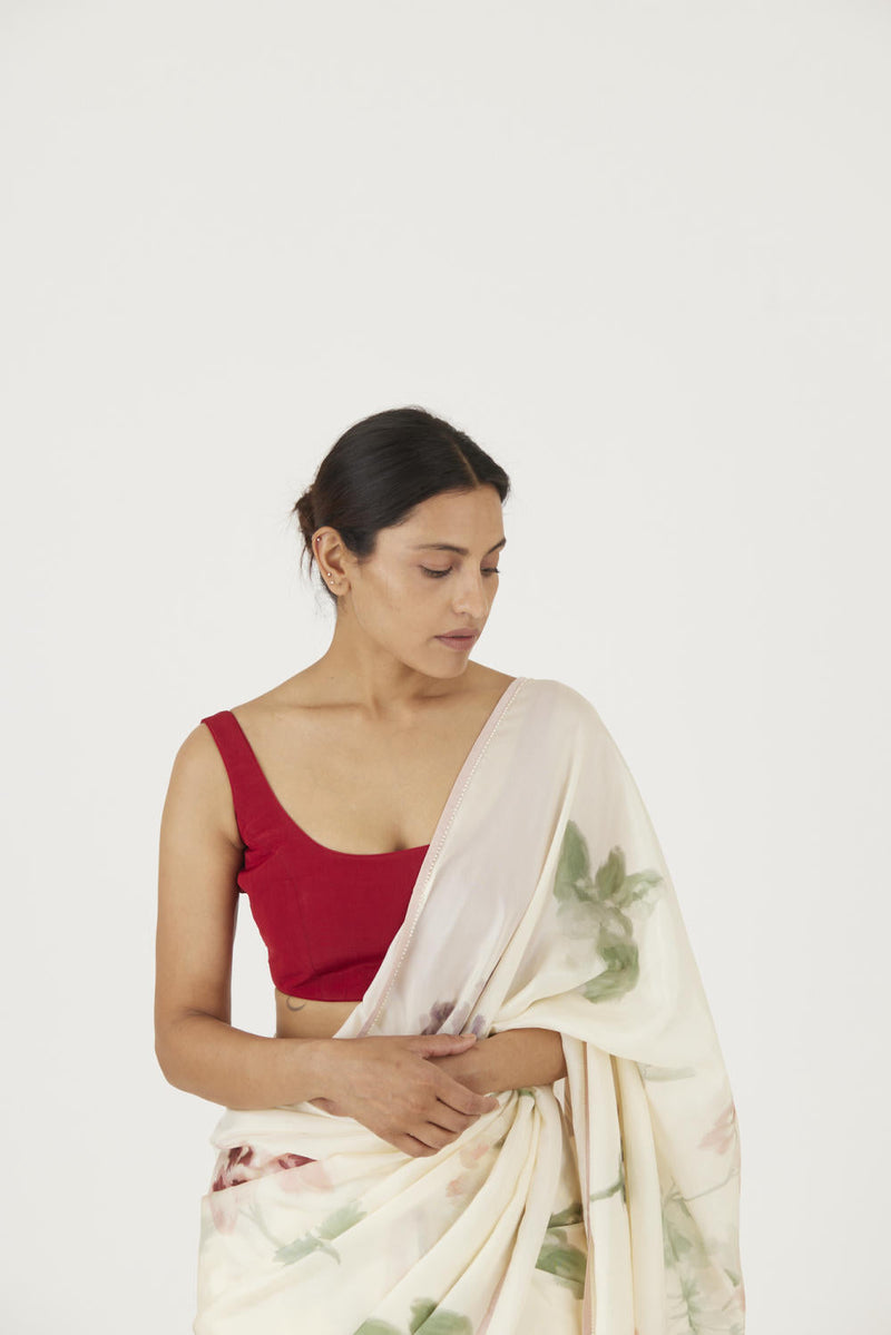JULIET WHITE RED SOLID BLOUSE Blouses by Yam for women Worldwide